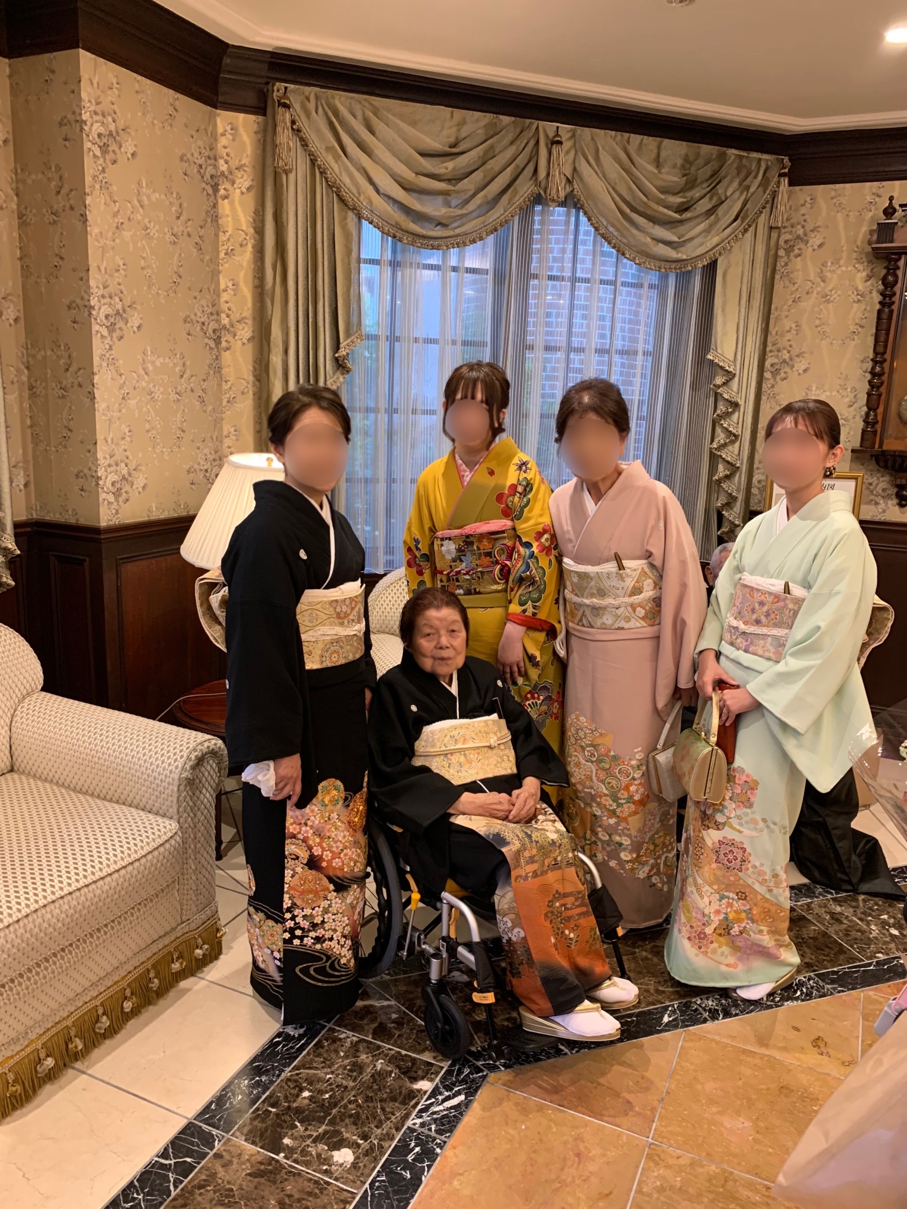 車椅子着物　車椅子着付け　留袖　結婚式　福島県　埼玉県　