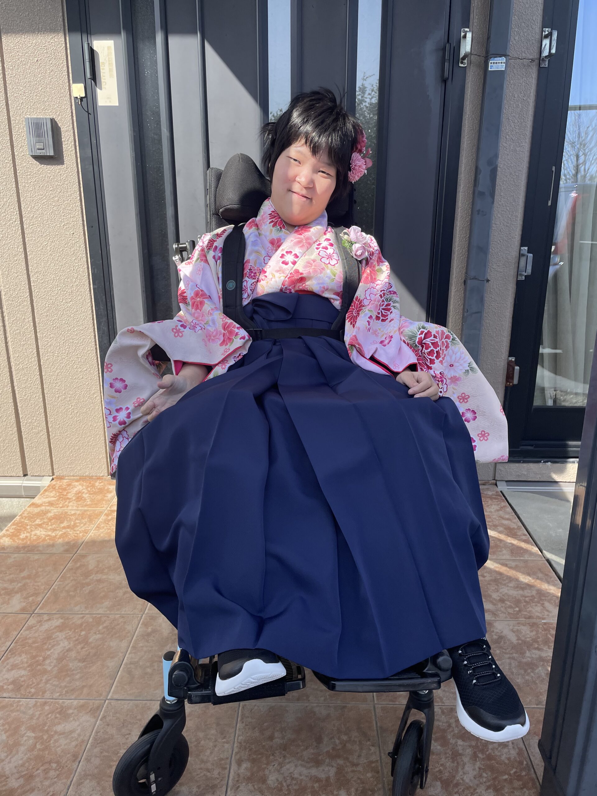 車椅子着物　女袴　卒業式　徳島県　身体障害　知的障害　名古屋
