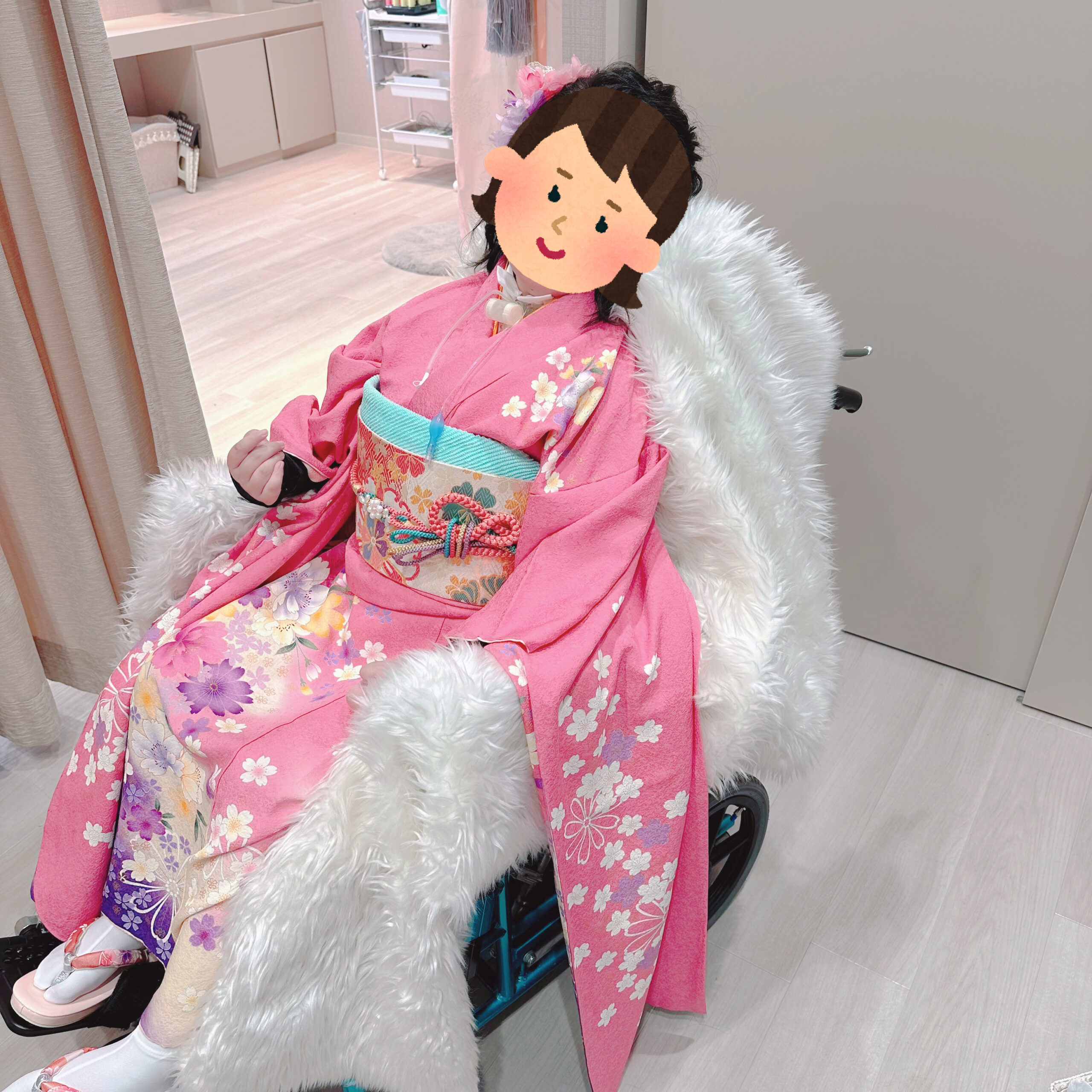 車椅子着物　振袖　　成人式　兵庫県県　身体障害　知的障害　心身障害　名古屋