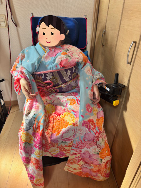 車椅子着物　振袖　　成人式　　福岡県　身体障害　知的障害　名古屋