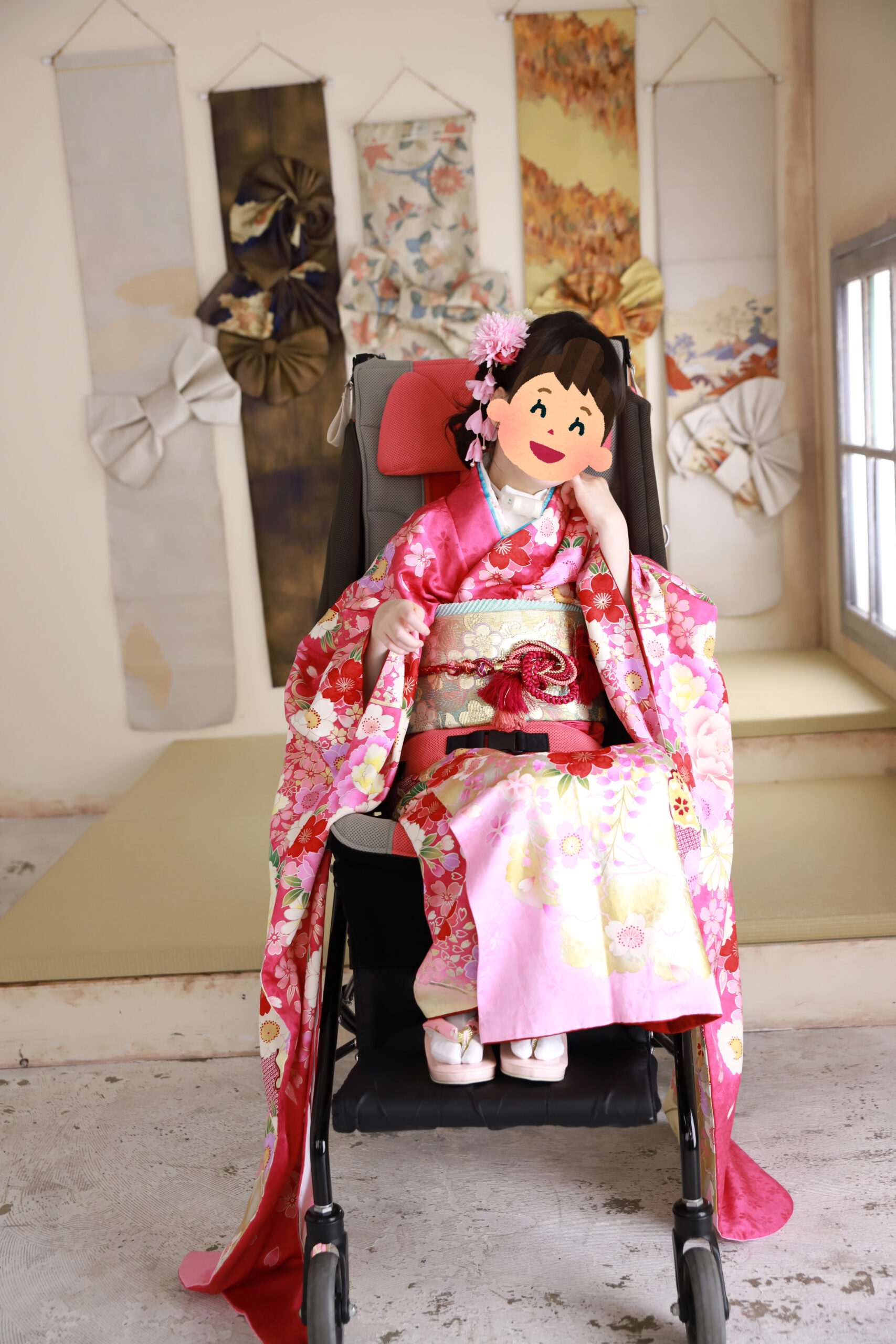 車椅子着物　振袖　　成人式　大阪府　身体障害　知的障害　名古屋　胃瘻　気管切開