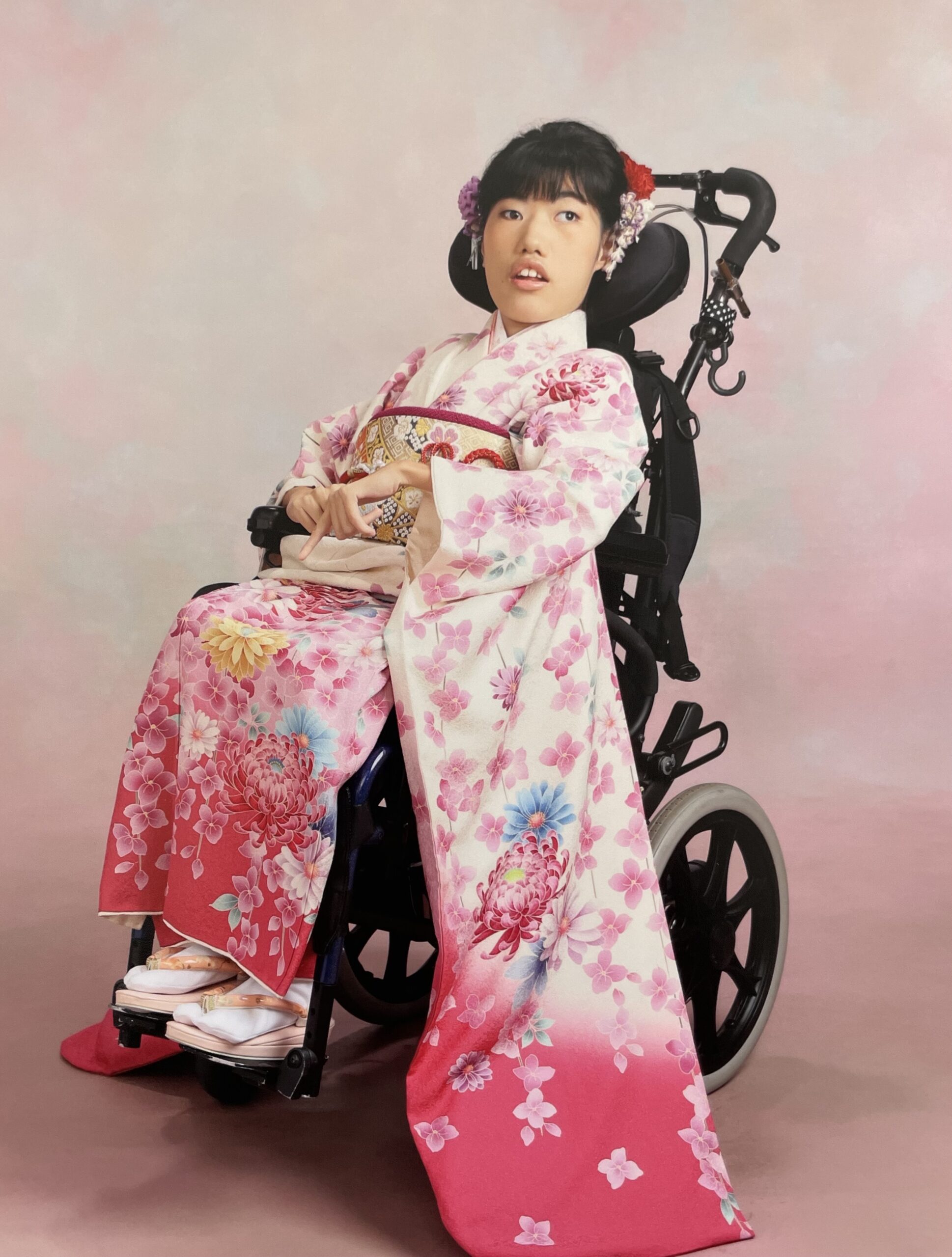 車椅子着物　振袖　　成人式　神奈川県　身体障害　知的障害　名古屋
