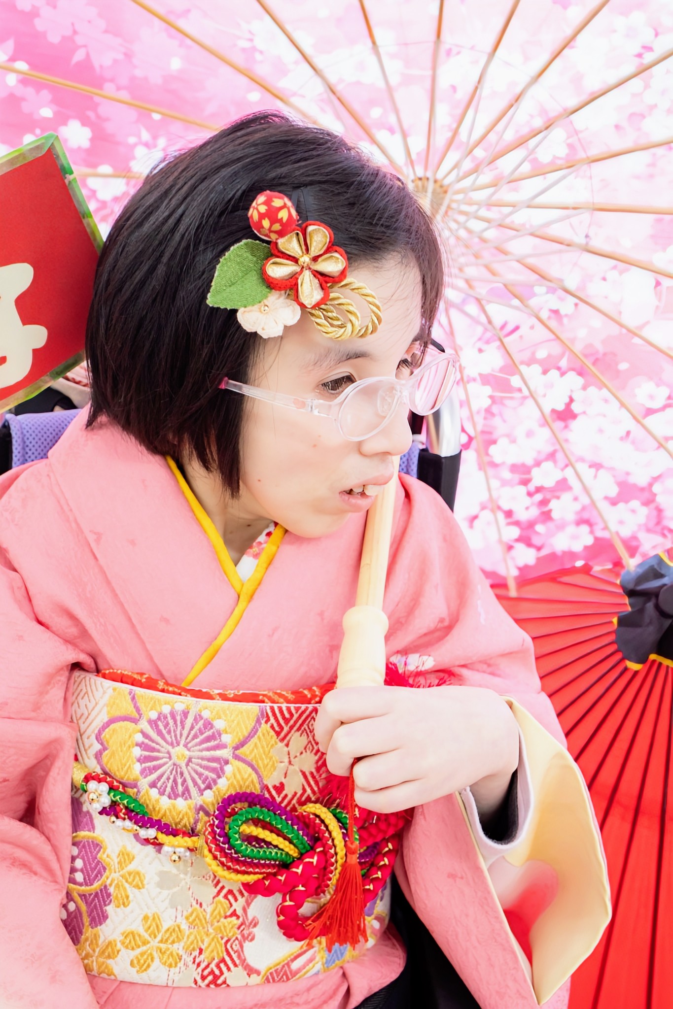 車椅子着物　振袖　　成人式　宮城県　身体障害　知的障害　名古屋