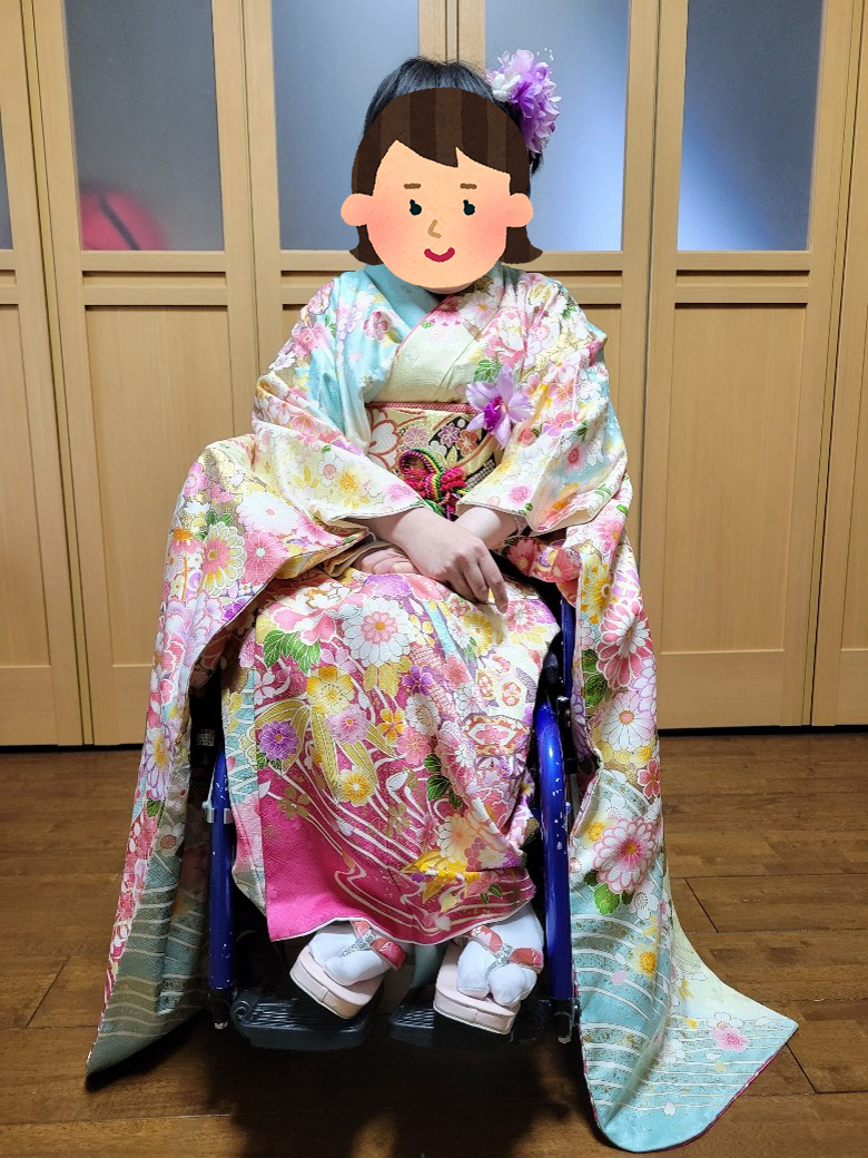 車椅子着物　振袖　　成人式　富山県　身体障害　知的障害　名古屋　下肢麻痺