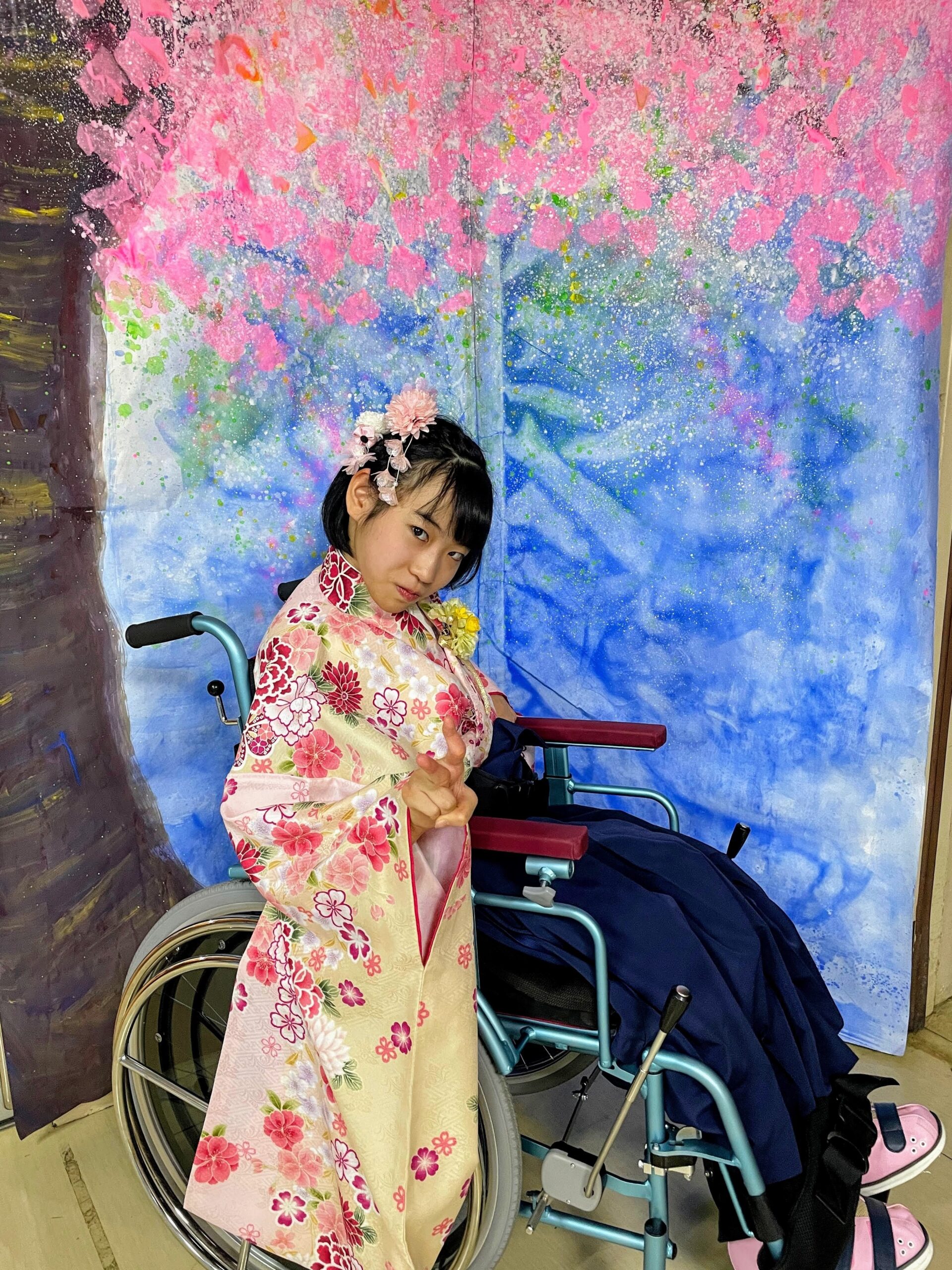 車椅子着物　袴　　卒業式　長野県　身体障害　知的障害　名古屋
