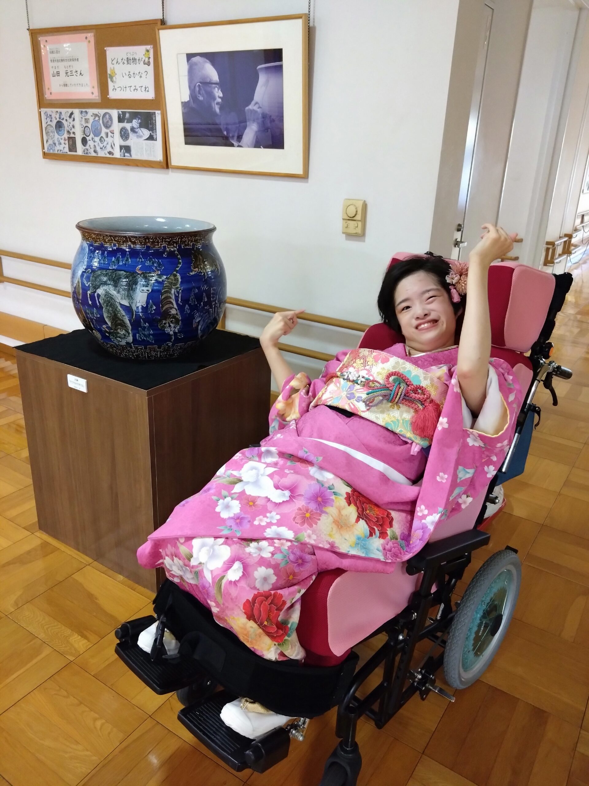車椅子着物　振袖　　成人式　愛知県　身体障害　知的障害　名古屋　バリアフリー着物